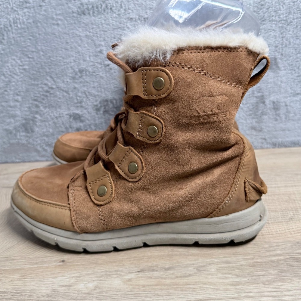 Sorel Explorer Joan Women 7.5 Brown Suede Waterproof Faux Fur Winter Boots‎ - Picture 2 of 11